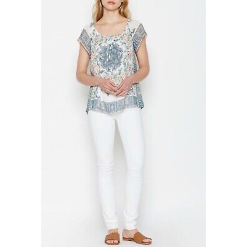Joie Multicolor Taj Silk Floral Short Cap Sleeve Blouse Size XXS 3638-T5592 - Picture 4 of 12